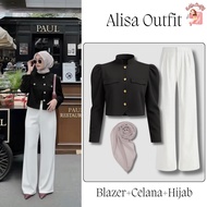 Daily Outfit Set Elegance 3in1Wanita [Sonia Blazer + Jennie Pants + Hijab] trendy girls suitable for