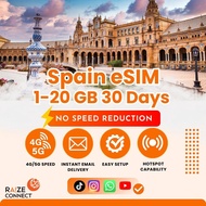 Spain eSIM | 1-20GB High Speed | 7-30 Days Data Plan | Raize Connect