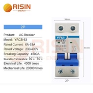 Guaranteed Quality 1P/2P/3P/4P Curve C MCB 220V 4.5KA AC Mini Circuit Breaker 6A/10A/16A/20A/25A/32A