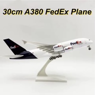 30cm Fedex A380 Airplane Resin Model Diecast 1/240 Display Toy Decoration Collection Children's Gift