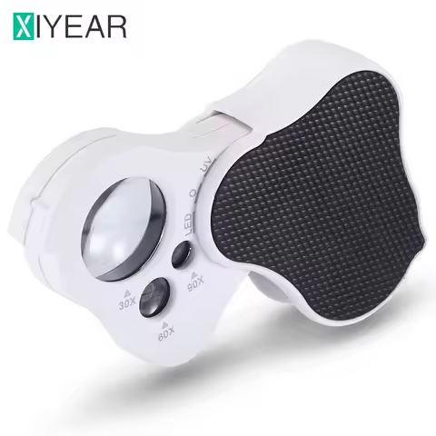 30X 60X 90X Illuminated Jewelry Loupe Magnifier Fold Diamond Magnifying Glass With UV LED Lights For