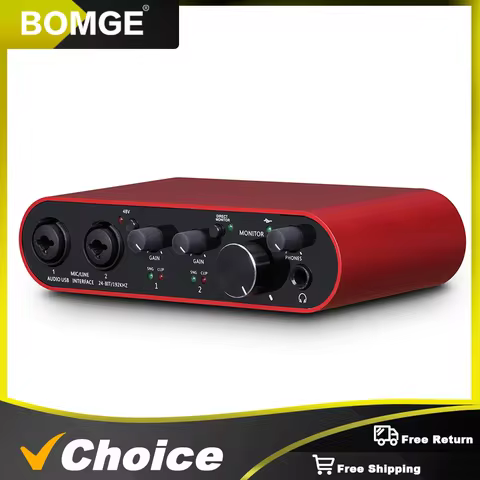 Audio Interface BOMGE BMG-22S 24-bit/192kHz Professional Sound Card And dual channel Amplifier Are U