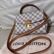 Lv白棋盤格紋斜背包