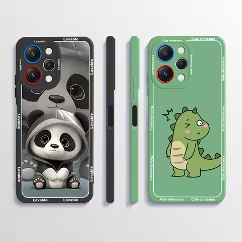 For Redmi 12 Case For Xiaomi Redmi 12 2023 Liquid Soft Silicone Back Cover Panda TPU Phone Case For 