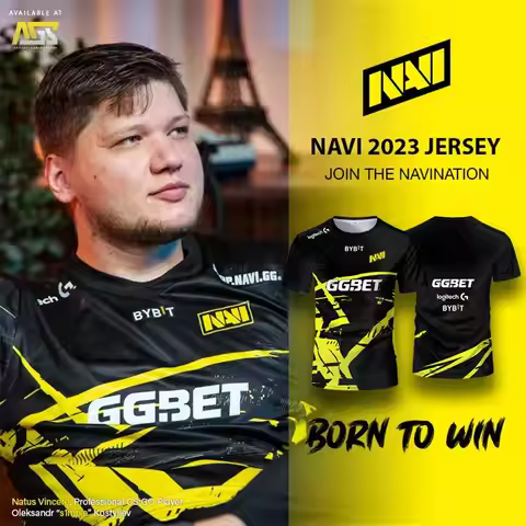 S1mple 2023 NAVI Jersey CSGO Men's and Women's Sports Short-Sleeve T-Shirts CS2 Major Esports Custom