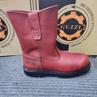 GUZZI 302 Safety Shoes Goodyear Welt highcut Sirim Dosh Premium Leather Brown Maroon Khaki
