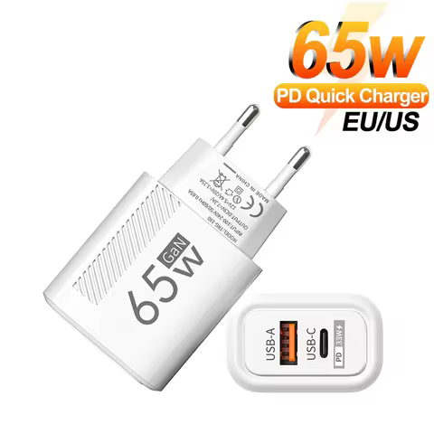 PD Type C Charger Total 65W GaN Charger USB C Fast Chargering Adapter For Samsung iPhone 16 15 Xiaom