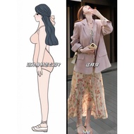 chinese style dress dress woman Early Autumn Wear 1 Set Large Size Korean Style Relaxed Pink Blazer 