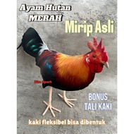 MERAH Male Red Forest Chicken Statue