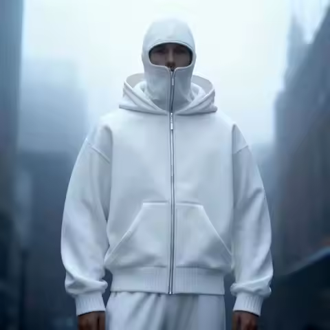 Y2K Hooded Face Mask Zipper Design Sports Jacket Balaclava Men Zip Hoodie Warm Casual Jacket Sweatsh