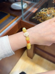 天然俄料白花蜜蜜蠟手串 滿蜜花白花蠟 配猛獁 南紅