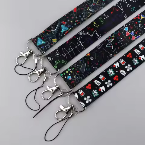 Doctor Mathematics Chemistry Mobile Phone Lanyard Science Keychain Neck Strap Rope ID Card Badge Hol