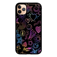 Casing Case iphone 11 X XR XS Max 7 8 Plus Neon Doodles FF1874