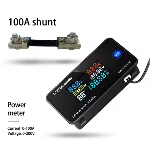 KWS DC200 Digital Voltmeter DC 0-200V Voltage Seven Functions Power Energy Meter LED Color Display W