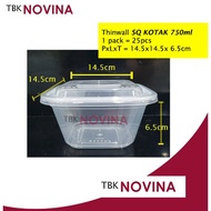 [25PCS] Thinwall Box 750ml Square SQ Food Container Box 350 ml Square Plastic Lunch Box