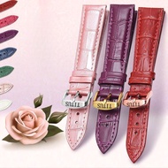 Titus Watch Band Red Purple Women's Strap Genuine Leather Watch Chain Pin Buckle 12 14 16 18mm