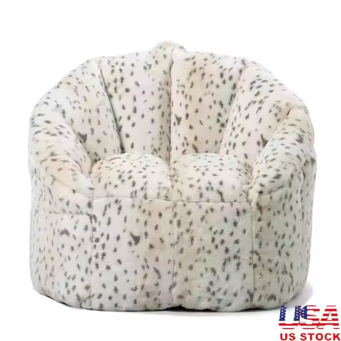 Milano Bean Bag Chair Leopard Print Soft Plush Faux Fur Comfortable Structured Design Durable and Re