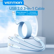 Vention USB 2.0 A Male to 3-in-1 USB-C & Lightning & Micro-B Male 3A Cable 1.5M 480Mbps Aluminum All