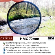 Green.L ND4 & ND8 HMC Filter 72mm (Multi-Coated)