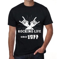 Mens Graphic Life Rock Since 1977 Graphic T-Shirt - Rocking Life Since 1977