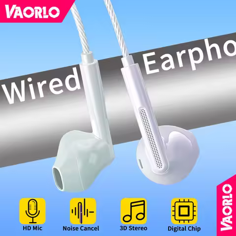 VAORLO Wired Earphone With Mic HIFI 6D Bass Stereo In-ear Earbuds Noise Cancelling DAC Compatible Wi