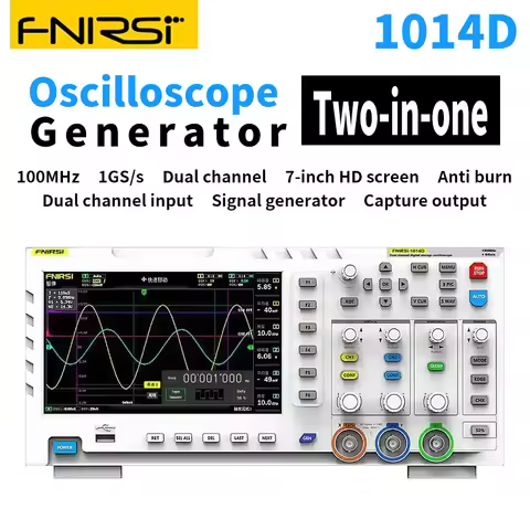 FNIRSI 1014D Digital Oscilloscope DDS Signal Generator,100X High Voltage Probe,2 Channels 100Mhz Ban