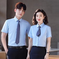 Spring Autumn Workwear Shirt Men Women Summer Business Formal Wear Professional Long Short-Sleeved S