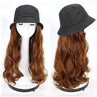 Tóc giả gắn mũ tai bèo đen xoăn dài ❤️FREESHIP❤️ tóc mũ giả, tóc giả mũ [tặng lưới chụp