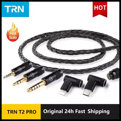 TRN T2 Pro16 Core Earphones Silver Plated HIFI Upgrade Cable 2.5/3.5/4.4/Type C/Lighting/QDC//MMCX/0