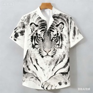 Men's Tiger Pattern POLO Shirt for men Clothing Ethnic Style Vintage shirt ASEAN Clothing Tops Ethni