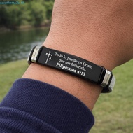 SEVENHOME3E Inspirational Quotes Braclets, Bible Verse Black/Silver Family Friendship Bracelet, Vers