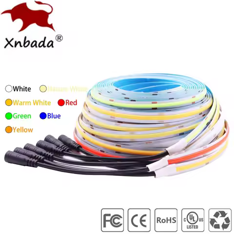 FOB COB LED Strip 480LEDs/m 528LEDs/m Soft Flexible Light Bar Warm Cold White for Decor Lighting 300