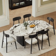 ST/🏮French Retro Marble Dining-Table Home Small Apartment Dining Table Antique Style Designer Model 