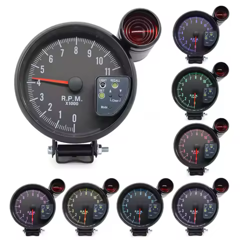 5 Inch RPM Meter Tachometer 11000k With Shift Light Racing Car Gauge 7 Color Backlight 12v For 4 / 6