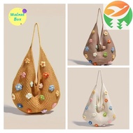 Ge1 2025 Fresh Style Trendy Lazy Woven Bag Knitted Flower Large Capacity Commuter Carry Bag