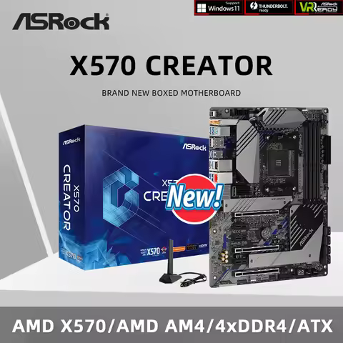 ASRock Brand New X570 CREATOR Motherboard Support 5600G 5600X 5700X3D 5800X3D 5950X CPU DDR4 4666MHz