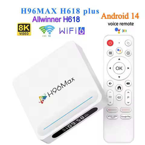 H96MAX H618 PLUS Android 14 TV Box Allwinner H618 4GB 128GB 8K HD WIFI6 BT5.X Media Player Set Top B