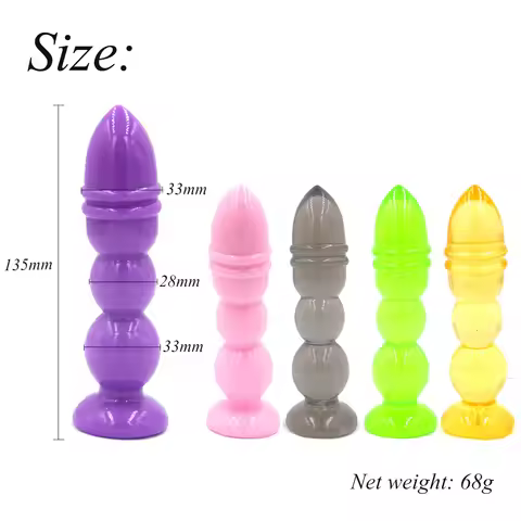 Beaded Anal Plug 5PCS Set Colorful Tower Butt Plug Huge Stretcher Training Kit Soft