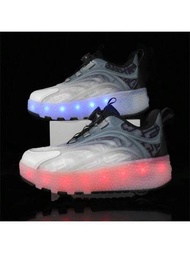 兒童帶輪發光運動鞋,led 閃光充電輪滑鞋,適合男孩和女孩