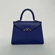 MOYNAT Gabrielle中號26藍色牛皮銀扣肩背包