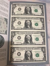 一套美元四連體鈔，售價350
