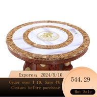 Marble Dining Table and Chair round Type round Table Solid Wood Household Dining Table with Turntable Marble Dining Ta