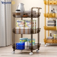 也雅（Yeya）零食车 置物架小推车 婴儿用品收纳移动零食架厨房收纳架落地 轻奢晶透欧灰 3层