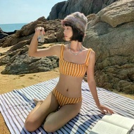 Sexy 2 Piece Sports Bikini Women Swimsuit Female Swimwear Striped Bikinis Set Brazilian Beach Bathin