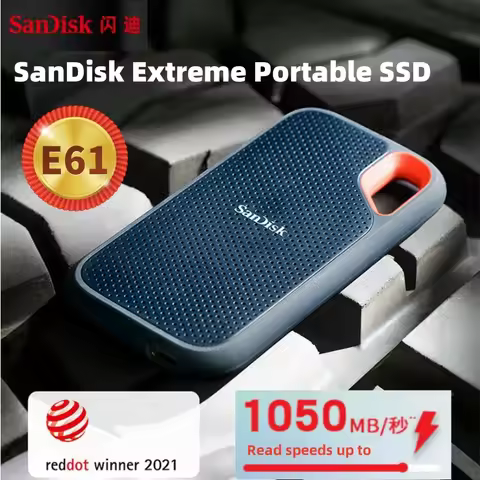 SanDisk Extreme Portable SSD E61 1TB 2TB 4TB- Up to 1050MB/s USB-C USB 3.2 Gen 2 IP65 Water and Dust