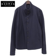 เสื้อแจ็คเก็ตคอตั้งกันน้ำสำหรับผู้ชาย Giorgio Armani สีน้ำเงินเข้ม พร้อมป้ายสีดำระดับพรีเมียม รุ่น P