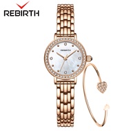 REBIRTH Jam Tangan Wanita Anti Air Ori Mewah Dan Elegan Dial Berlian Quartz Tali Stainless Steel Jam