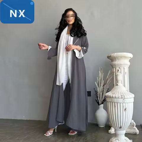 Fashion Solid Casual Open Kimono Abayas Jalabiya Saudi Robe Femme Mosslim Ramadan Clothing Galabia K
