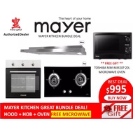 MAYER KITCHEN BUNDLE DEAL - MAYER 90cm SlimLine Hood + Built in Oven + 2 Burner Glass Hob **FREE Mic