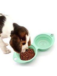 可折疊矽膠雙層寵物碗 - 方便攜帶的戶外用碗，適用於狗和貓